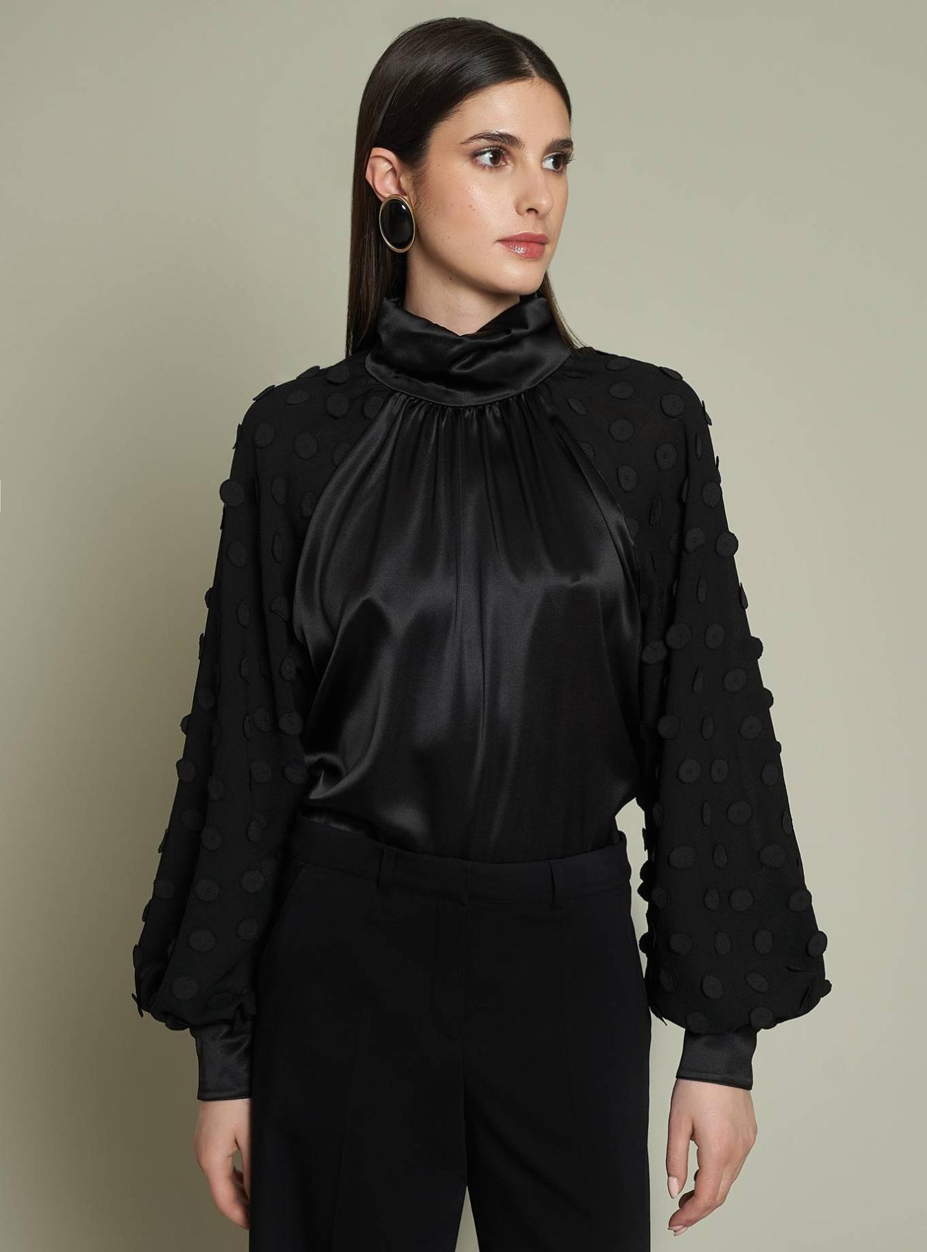 BLUSA CON CONTRASTO NEVE